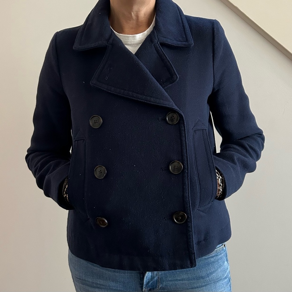 Navy Double-Breasted Women's Jacket